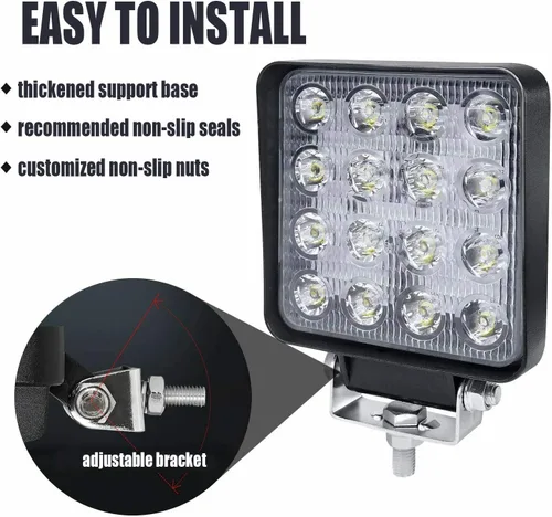 Miniatura 6 de Turboo - Barra de luz LED, 10 unidades de 4 pulgadas y 48 W, luces de trabajo cuadradas, luces LED todoterreno para camiones, vehículos todoterreno