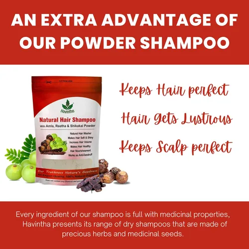 Miniatura 3 de Champú natural para cabello 8 oz, AMLA REETHA SHIKAKAI POWDER (Phyllanthus emblica, Sapindus mukorossi, Acacia concinna), producto de Havintha, 8.01
