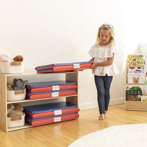 Miniatura 9 de ECR4Kids Alfombrilla de descanso plegable de alta calidad, 3 secciones, 1 pulgada, almohadilla para dormir, azul/rojo, paquete de 5