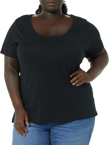 Miniatura 2 de Tienda Essentials Camiseta de manga corta con cuello redondo para mujer (disponible en tallas grandes), paquete de 2