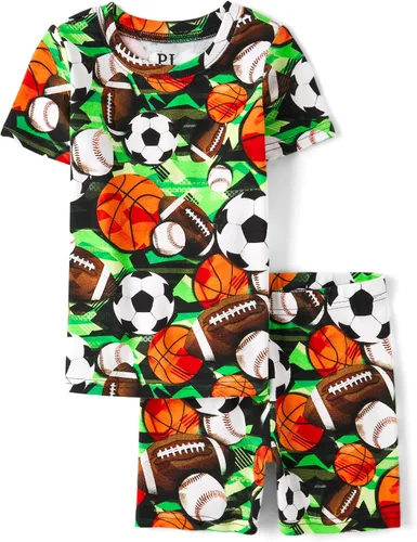 Miniatura 33 de The Children's Place Conjunto de pijama de 2 piezas con camiseta de manga y pantalones cortos para niños, 100 % algodón
