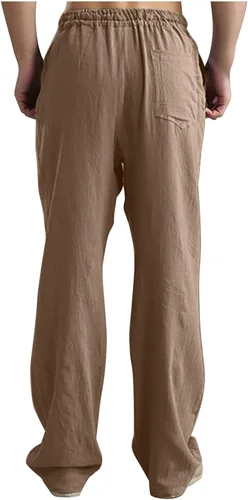 Miniatura 5 de Shiyingl Men's Sweatpants Casual Loose Fit Wide Leg Linen Pants Comfy Stretch Tech Pant Full Length Trouser with Drawstring