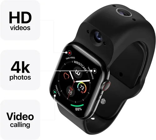 Miniatura 6 de Wristcam - Smartband con cámara modular y certificación Apple MFi para Apple Watch, cámaras de 8 MP + 2 MP, fotos 4K, grabaciones de 1080p, Negro