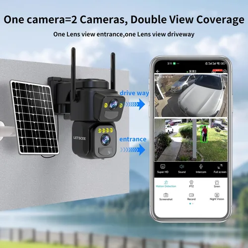 Miniatura 2 de LETSCEE Cámaras de Seguridad WiFi para Exteriores, Cámaras 5G/2.4G para Seguridad del Hogar con Energía Solar con Lente Dual, Detección de Paquete 2