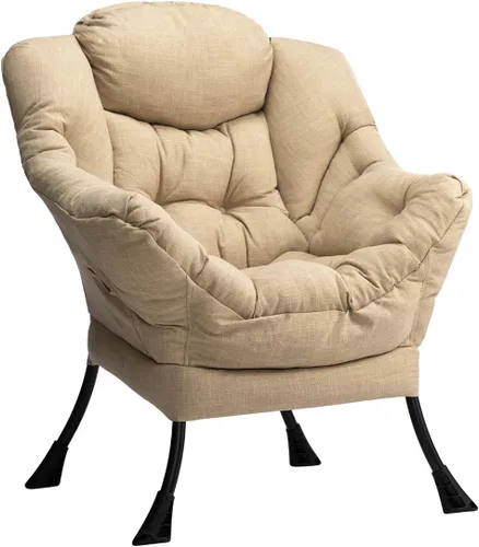Miniatura 18 de HollyHOME - Silla perezosa con reposabrazos y bolsillo lateral, cómoda silla de sala de acento, sofá de ocio para sala de estar, recámara