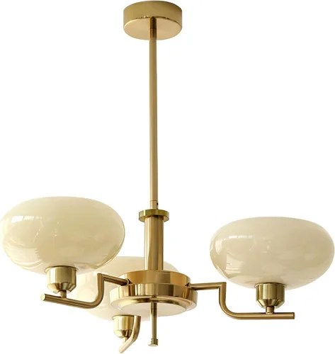 Miniatura 9 de Candelabros Sputnik dorados de 3 luces, Lámpara de techo de latón cepillado de mediados de siglo, lámpara colgante vintage ajustable estilo granja