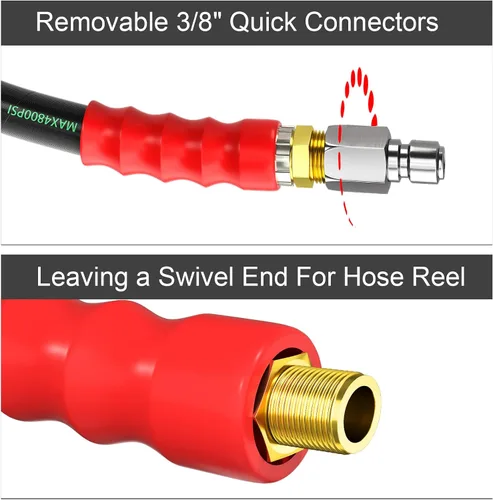 Miniatura 5 de POHIR Manguera de látigo para lavadora a presión de 3/8 pulgadas de 2 pies, manguera de conector de carrete de manguera corta para lavado a presión