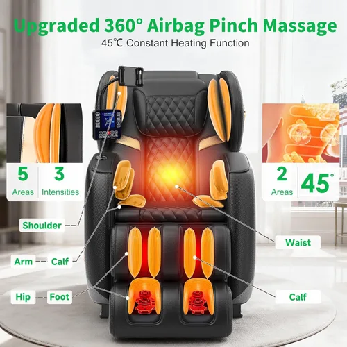 Miniatura 6 de Silla de masaje mejorada de cuerpo completo, silla de masaje reclinable de gravedad cero, 10 puntos de fijación, sillas de masaje Shiatsu 2026