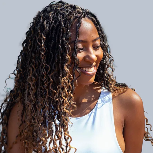 Miniatura 41 de Rastas sintéticas de cabello de ganchillo de 10 pulgadas, cabello de ganchillo Ombre Goddess Locs para mujer, trenzas de ganchillo suaves y rizadas
