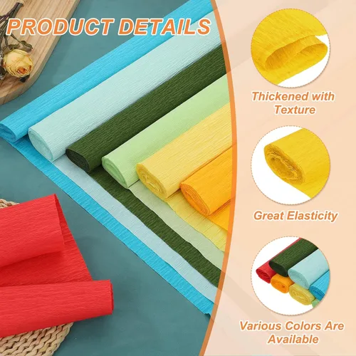Miniatura 5 de MECCANIXITY Papel crepé, 7.9 pies de largo y 20 pulgadas de ancho, rollo de papel crepé de albaricoque para decoración de fiestas, suministros