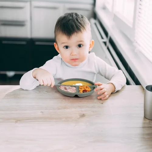 Miniatura 2 de Eascrozn Platos para niños pequeños, 3 unidades, placas de succión divididas para bebé, 100% silicona de grado alimenticio, antideslizantes