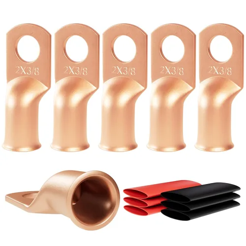 Miniatura 9 de 6 piezas 1/0 AWG - 1/2" (M12) Sanuke Terminales de anillo para cable de alambre con conectores de extremos resistentes para cable de batería, ojales