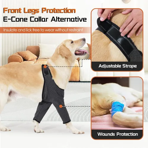 Miniatura 5 de Manga de recuperación para cirugía de perro para pierna delantera, protector de codo transpirable para callos, coderas ajustables para mascotas