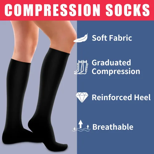 Miniatura 5 de Laite Hebe 4 pares - Calcetines de compresión para mujeres y hombres, circulación - El mejor soporte para enfermeras, correr, atletismo