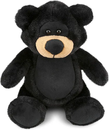 DolliBu Oso negro de peluche, oso negro suave y abrazable, adorable juguete de peluche de oso para jugar, lindo regalo de vida salvaje para niños y