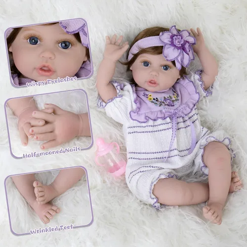 Miniatura 6 de Milidool Muñecas de bebé Reborn realistas de 22 pulgadas, muñecas de bebé recién nacidas de aspecto real con accesorios completos, perfectas