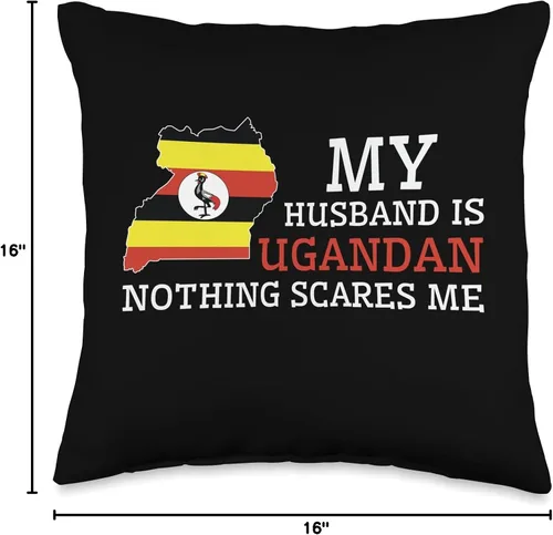Miniatura 4 de Wedding & Married with Ugandan Designs Almohada con diseño de bandera ugandesa Nothing Scares Me Wife Husband Uganda Pride (16 x 16 pulgadas)