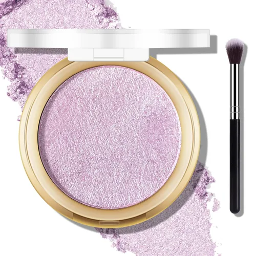 Miniatura 12 de Paleta de Polvo de Iluminador Rosa Horneado, Paleta de Polvo de Iluminador de Maquillaje Acabado Sutil y Brillante Iluminadores Faciales