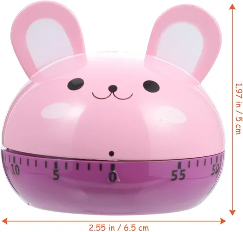 Miniatura 2 de Generic 2pcs Cartoon Kitchen Timer Lovely Bear Rabbit Mechanical Countdown Timer Portable Cooking Reminder for Baking Frying Egg Boiling and