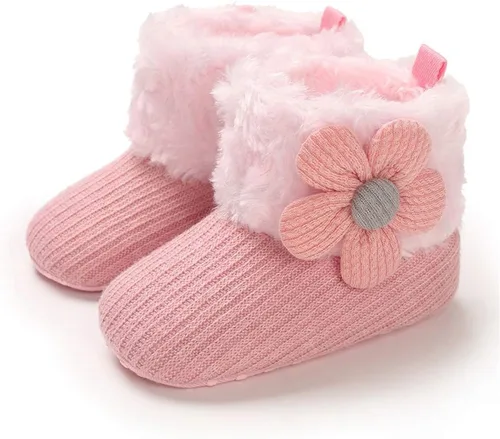 Miniatura 3 de E-FAK Botas para bebé niño y niña, zapatos para recién nacidos, con lazo para nieve, antideslizantes, suela suave, cálidos, para niños pequeños