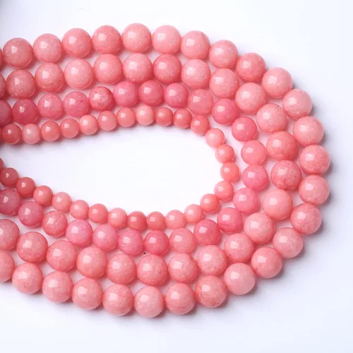 Miniatura 3 de 60 piezas de cuentas de jade rosa natural de 6 mm, cuentas redondas de rodocrosita calcedonia para hacer joyas, pulseras de bricolaje, piedra