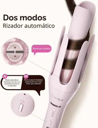 Miniatura 7 de Juego de rizador automático 5 en 1 con cilindros intercambiables - 1", 1.25", 1.5" rizador, ondulador de cabello y cepillo alisador, rizador