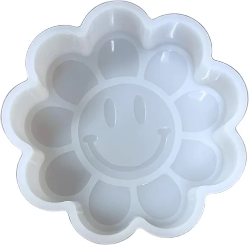 Molde de silicona Freshie para automóvil con diseño de flores de cara sonriente, estilo retro bohemio de los años 80, 3.5 x 3 x 0.08 pulgadas, para