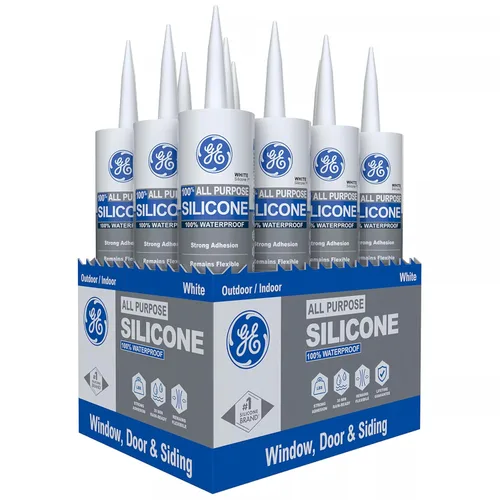 Miniatura 11 de GE Calafateo de silicona multiusos, transparente, cartucho de 10 onzas líquidas, paquete de 12 – Sellador de silicona 100% impermeable, adherencia