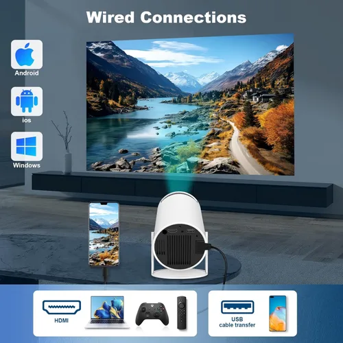 Miniatura 6 de Mini proyector, proyector portátil HY300 PRO, proyector inteligente, compatible con 4K 1080P con doble banda WIFI6 5G inalámbrico 5.4 Bluetooth, 160