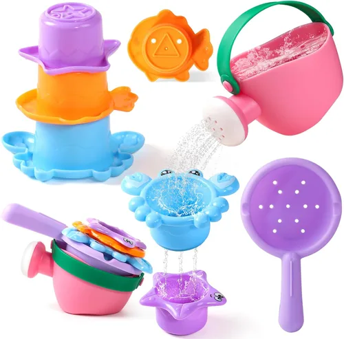 Fajiabao Juguetes de baño para bebés de 1 a 3 años, juguetes de baño para niños pequeños, sin moho, para bañera de 2 a 4 años, arena, playa,