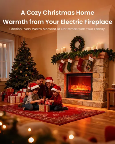 Miniatura 6 de AIRMATE Calentador eléctrico de chimenea de 1500 W, troncos de inserción de chimenea eléctrica de 22 pulgadas, temporizador de chimenea de 12 horas