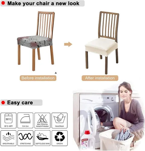 Miniatura 5 de NILUOH Fundas impermeables para asientos de sillas de comedor, juego de 6, fundas de asiento de cuero PU para sillas de comedor, fundas extraíbles