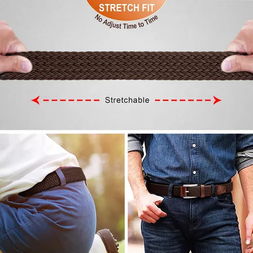 Miniatura 5 de BULLIANT Cinturón para hombre, paquete de 2, elástico, trenzado, para regalo, para pantalones de mezclilla de golf, 1 38 pulgadas