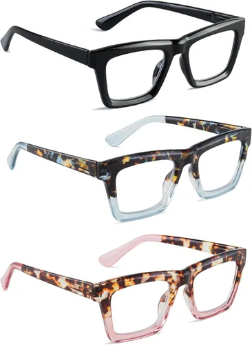 Miniatura 3 de Lentes de lectura de gran tamaño para mujeres y hombres, con bloqueo de luz azul, Oprah Square antirreflejos