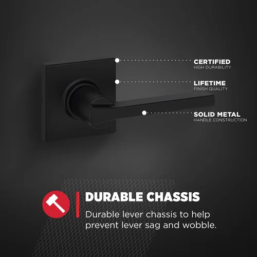 Miniatura 5 de Kwikset Casey - Manija de puerta de paso interior, paquete de 4 manijas para puertas de armario y pasillo, manija reversible sin bloqueo, negro
