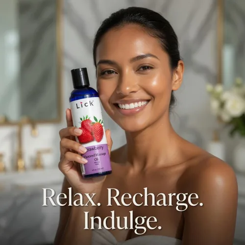 Miniatura 7 de Lick Aceite de masaje con sabor a fresa con vitamina E natural, aceite corporal comestible cálido para masaje de parejas, suave de larga duración