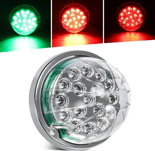 Miniatura 9 de Partsam 1 luz de sandía de doble revolución con 17 LED para semircamión, luces señales de giro rojas a luces auxiliares azules, repuesto
