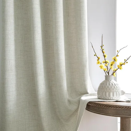 Miniatura 6 de Melodieux Cortinas de lino de 63 pulgadas de largo para dormitorio, cortinas de arpillera con textura de lino con bolsillo para barra, cortinas