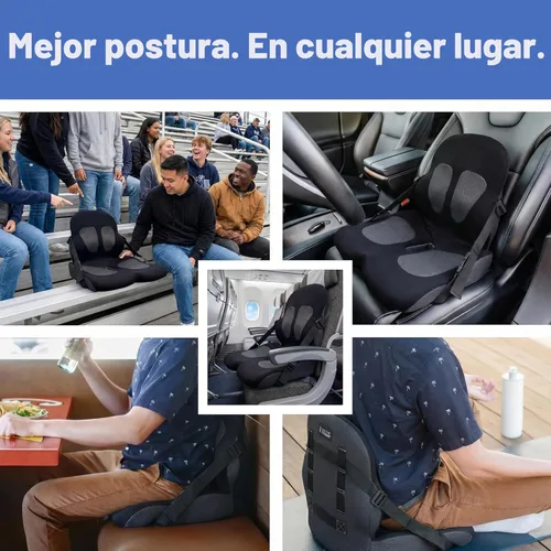 Miniatura 6 de Ajuste lumbar en cualquier asiento Desarrollado por un médico Cojín de asiento para silla de oficina, automóvil, conductor de camión, gradas