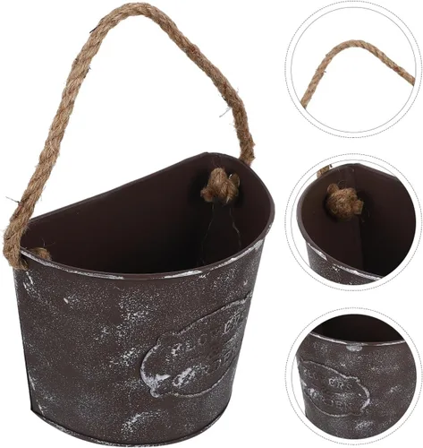 Miniatura 5 de Abaodam Maceta colgante de pared de hierro rústico con cuerda duradera para interiores y exteriores, jardín, patio, decoración del hogar, 7.08 x