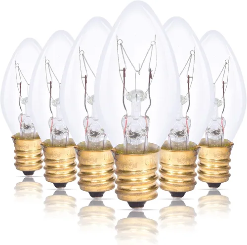 Simba Lighting Bombilla de repuesto C7 de 4 W (paquete de 6) para luz nocturna, forma de vela transparente, 120 V, base de candelabro E12,