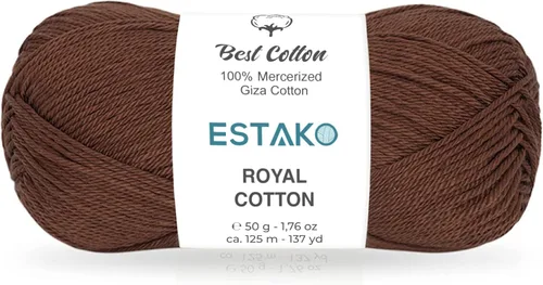 Miniatura 23 de Estako Algodón Royal, 100% hilo de algodón giza mercerizado, suave, súper fino 1 para ganchillo y tejer, 1.76 onzas (50g) / 137 yardas (125m)