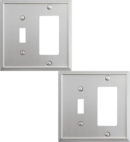 Miniatura 17 de OKAWYC Aria - Placa de pared metálica para interruptor de luz en blanco, paquete de 4 unidades, níquel cepillado de 1 banda, cubierta de interruptor