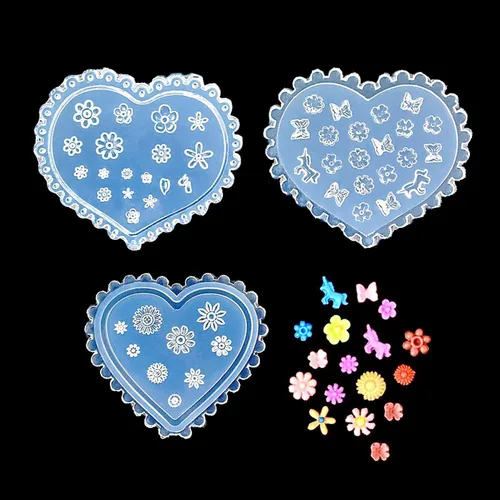 Exquisito juego de moldes de arte de uñas florales y arco, molde de fundición de resina, profundidad 3D, múltiples diseños, adecuado para resina