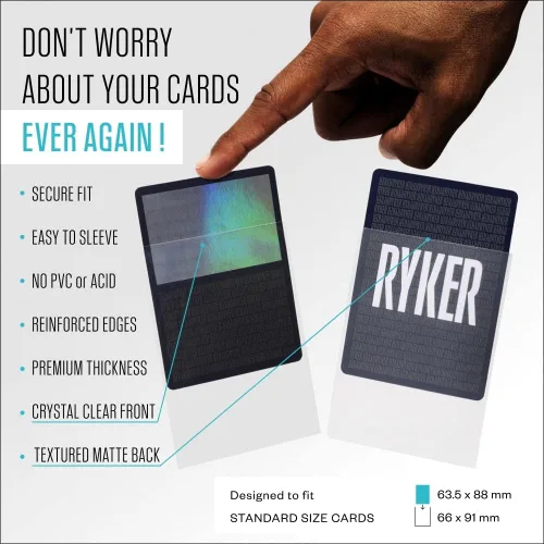 Miniatura 2 de Ryker Fundas para cartas de tamaño estándar compatibles con Magic The Gathering MTG Pokemon Trading Cards y juegos de mesa (1 paquete, transparente)