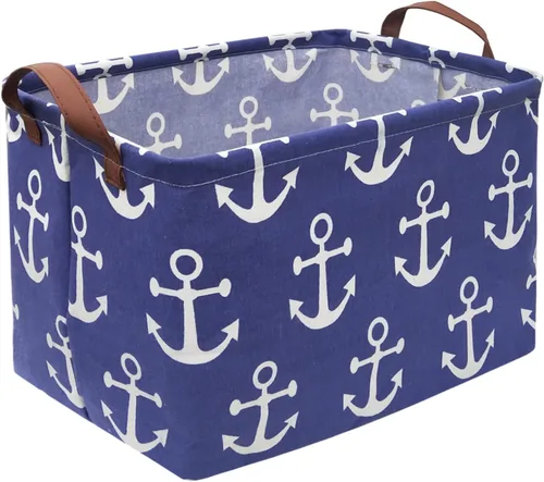 Miniatura 44 de Cesta plegable rectangular de tela para almacenamiento,con revestimiento impermeable y asas, sirve como organizador de juguetes, cesta de regalo