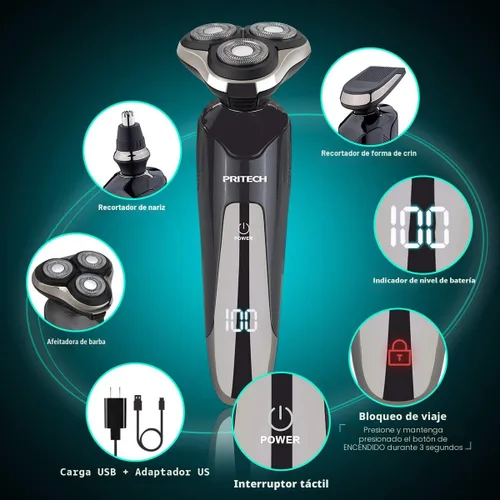 Miniatura 2 de Maquinilla de afeitar eléctrica para hombres – Afeitadora eléctrica recargable para hombres, maquinilla de afeitar inalámbrica impermeable en seco