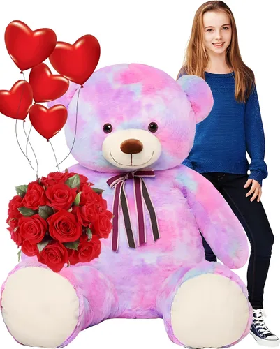 Miniatura 18 de Tezituor Oso de peluche grande de 59 pulgadas, animal de peluche negro gigante para baby shower, Navidad, día de San Valentín o cumpleaños, oso