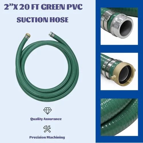 Miniatura 5 de Eastrans El kit de bomba de manguera de descarga incluye manguera de succión de PVC verde de 2 pulgadas x 20 pies con ajuste de clavija de aluminio
