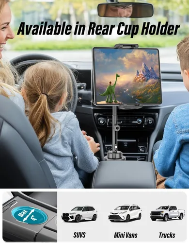 Miniatura 5 de Soporte de aluminio para tablet de automóvil, [altura ajustable de 16 pulgadas] [compatible con funda gruesa] Soporte resistente para tablet